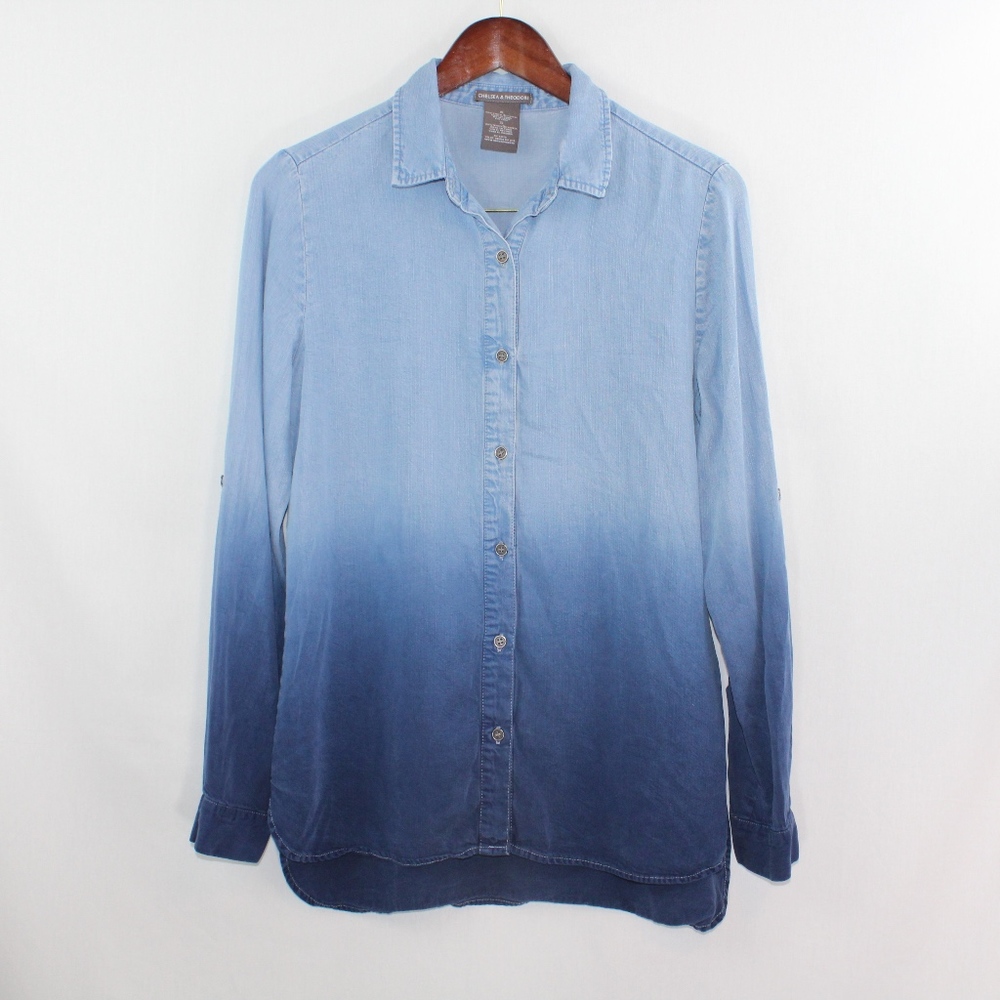 Chelsea & Theodore Ombre Chambray top, sz: S